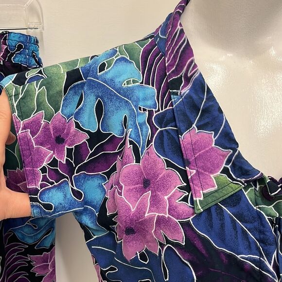 Bali Maximalist Purple Blue Floral Summer 2-Piece Wide Leg Casual Pant Set - Picture 5 of 10